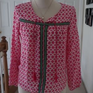 Crown & Ivy Long Sleeve Hot Pink Top Small